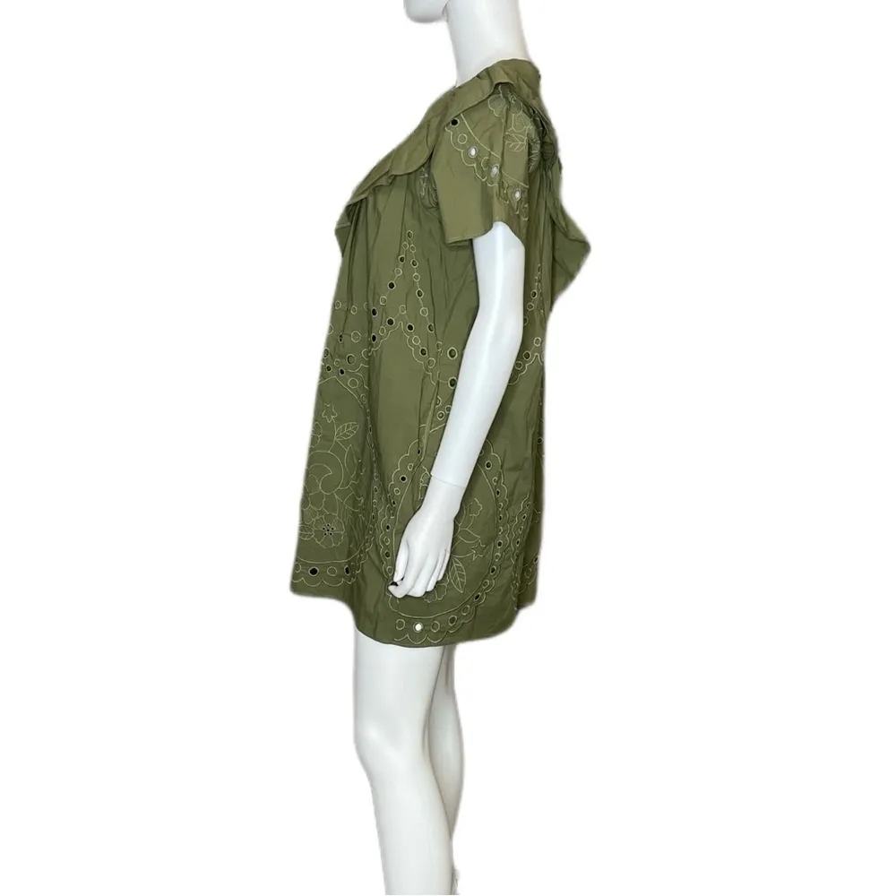 Ellison Ruffled Eyelet Dress Olive Green TD-9287-6 Women’s Sz M - Image 2