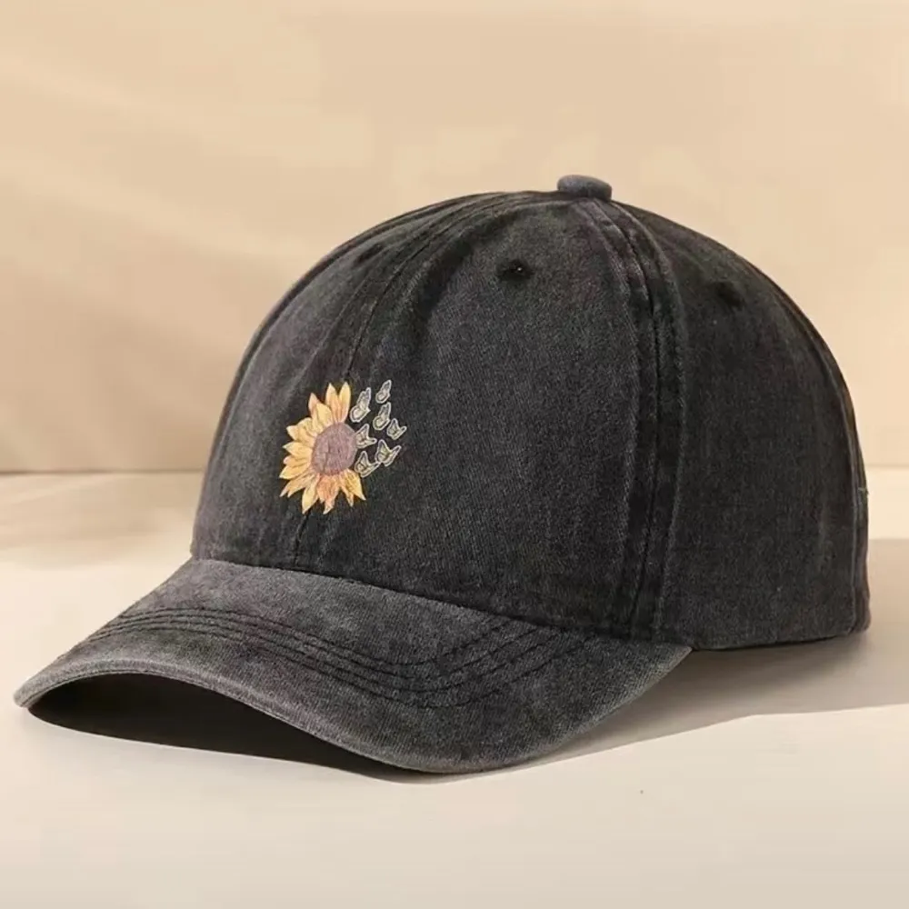 Spring Sunflower and Butterfly Hat nwt Black - Image 2