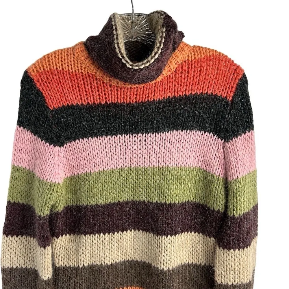 Anthropologie Laurie B. Stripe Women's Mohair Wool Blend Striped Sweater Size M - Image 2