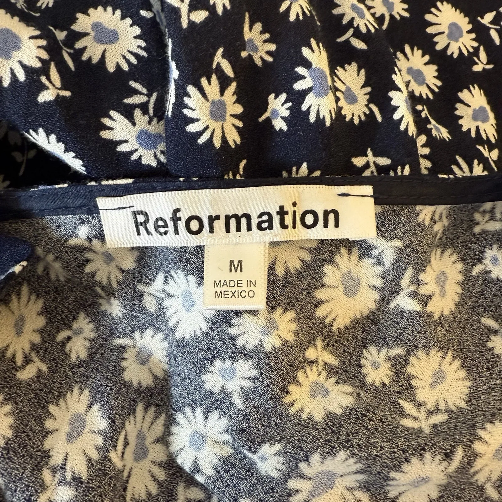 Reformation Beauden Midi Dress Navy Floral Medium Lightweight Cocktail Wedding - Image 9