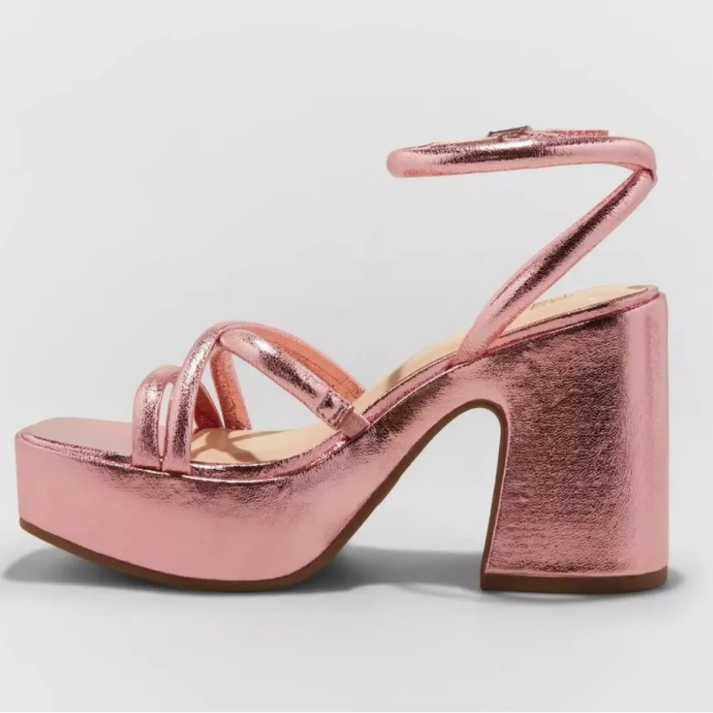 Wild Fable Platform Heel Astro Strappy Pink Metallic shoe New Size 7.5 - Image 7
