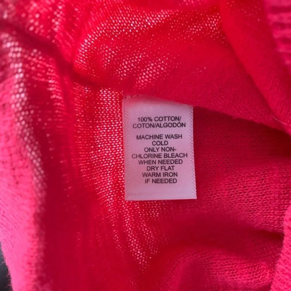 Ann Taylor LOFT Knitted Tie V-Neck Quarter Sleeve 3/4 Blouse Top Pink Small - Image 9