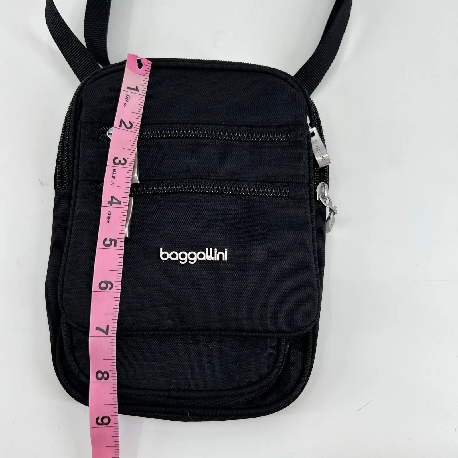 Baggallini Crossbody Multi-Pocket Organizer Travel Bag BLACK Nylon Purse basic - Image 3