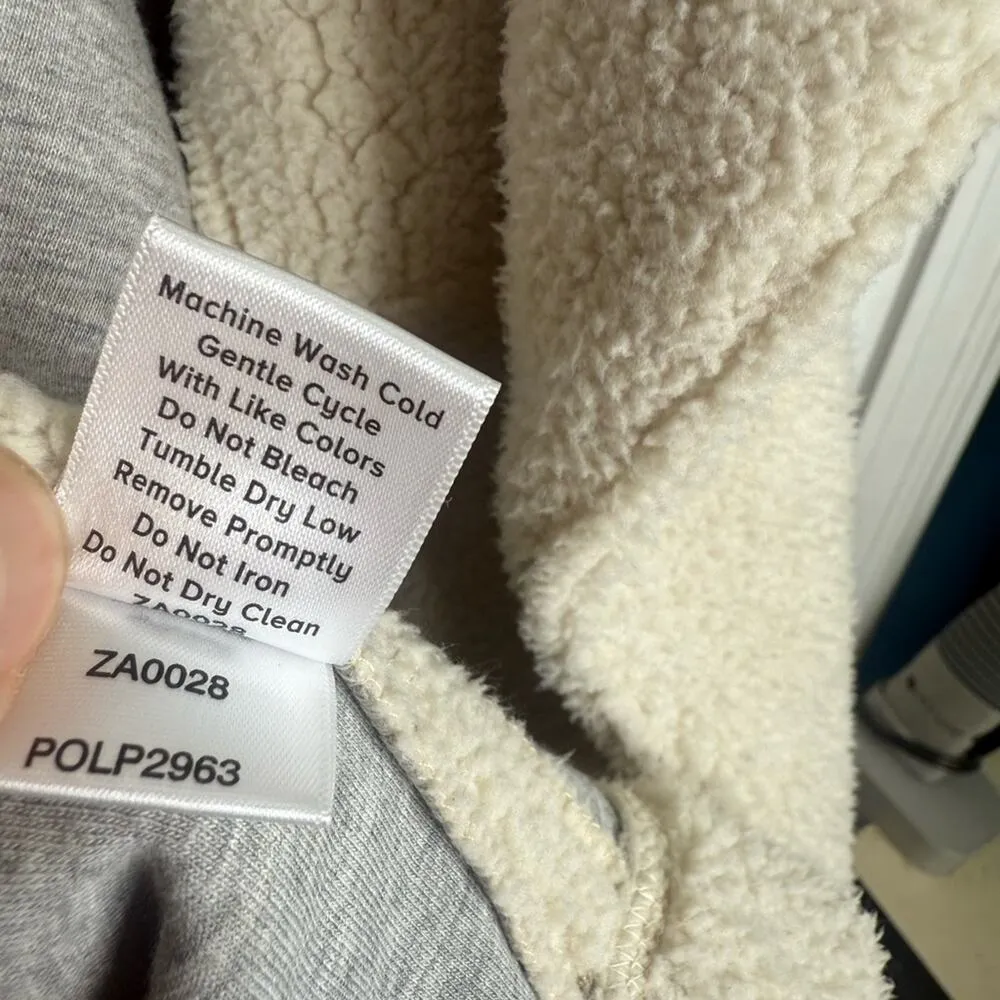 Evereve Peyton Jensen Jacket Shearling-Like  Moto Ivory Pocket Coat W1372 Sz L - Image 7