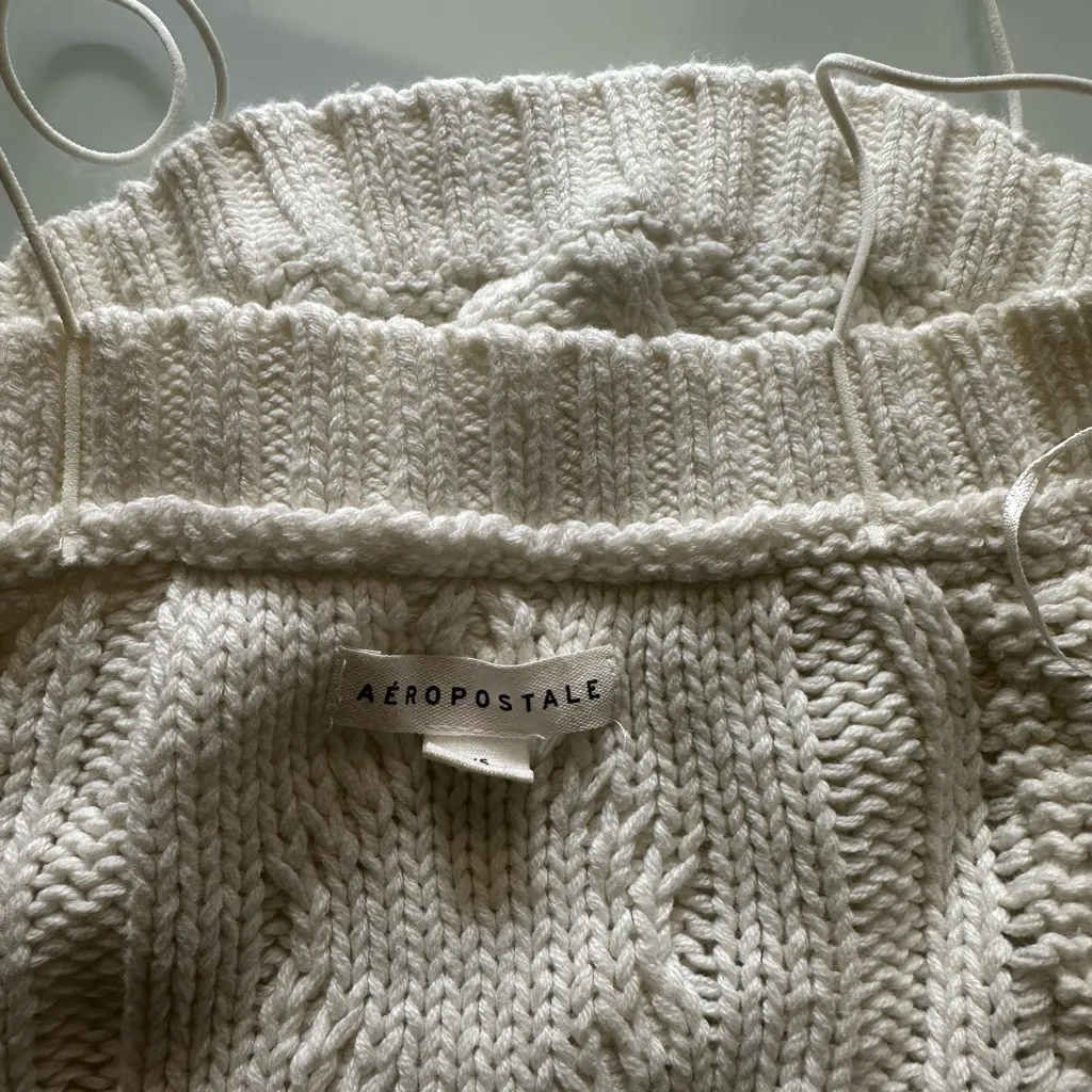 Aeropostale Cream Cowl Neck Sweater with Cable Knit - Image 2