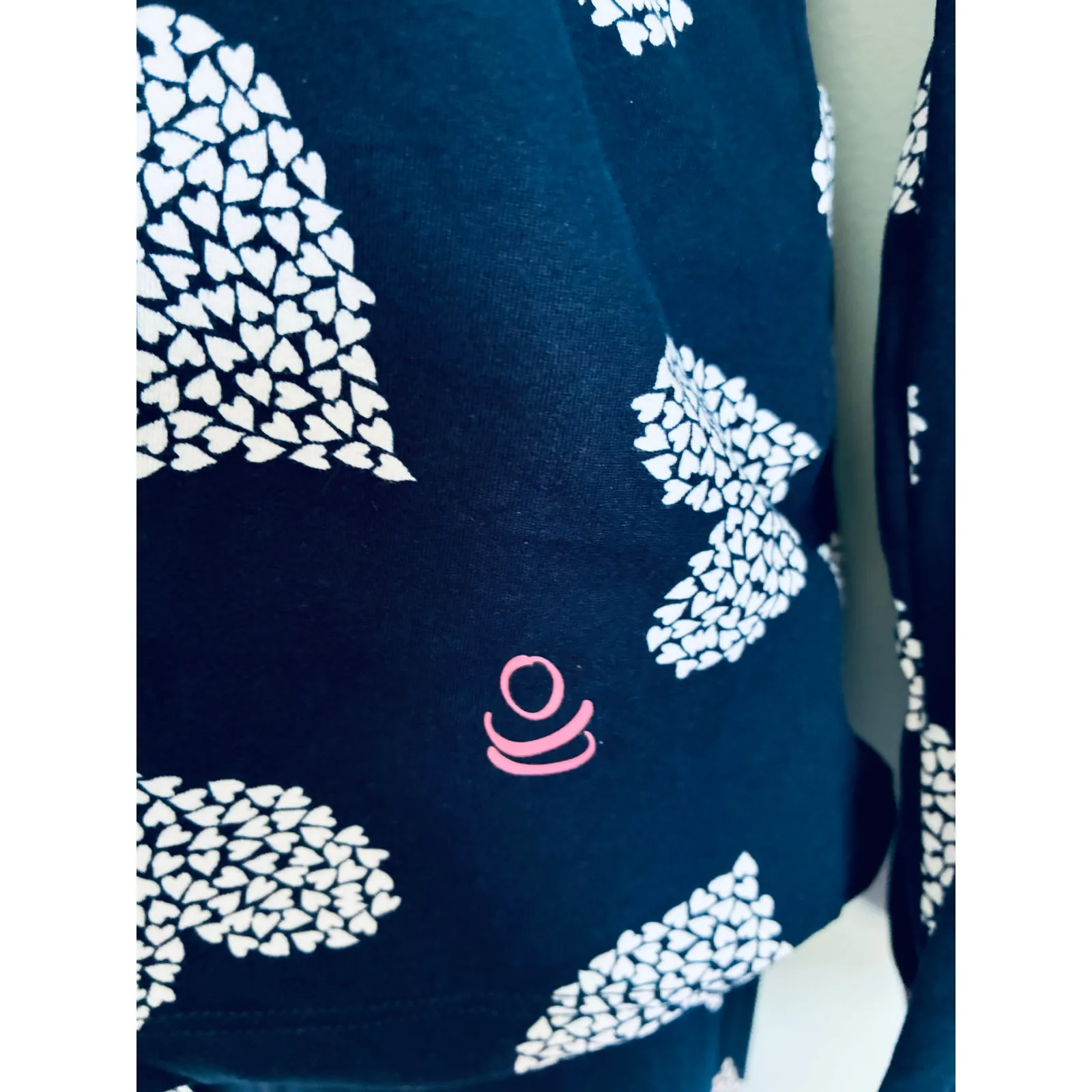 Cuddl Duds Pajama Set NWT Blue and White Hearts Medium - Image 4