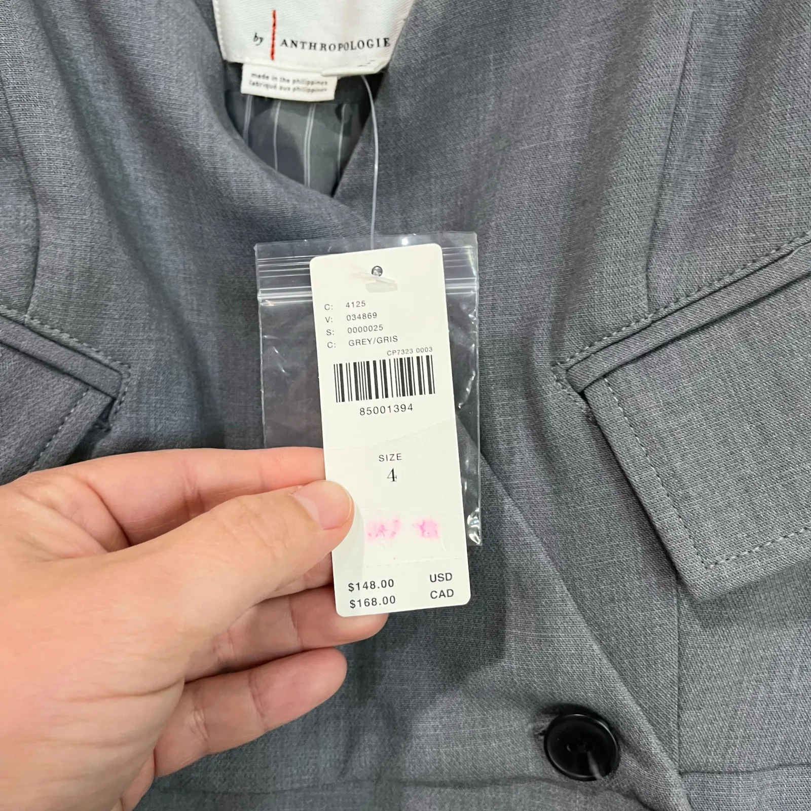 Anthro  Gray Blazer Romper Vest Mini Dress Tailored Career Office Chic Sz S - Image 5