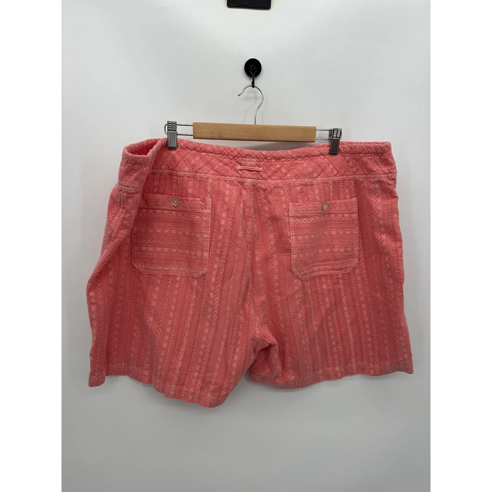 Sundance Gigi Shorts Women XXL Coral Pink Boho Button Front Textured Summer - Image 2