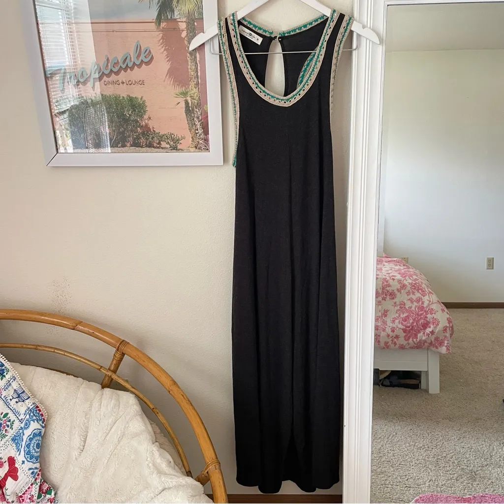 Natural Life Willow Crochet Jersey Knit Jumpsuit in Charcoal Grey Size Medium - Image 2