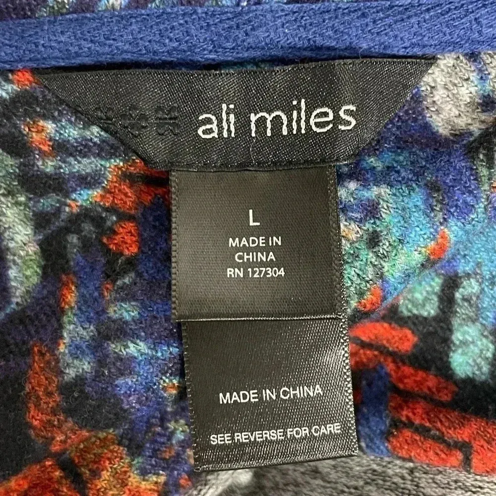 Ali Miles Abstract Artsy Colorful Cowl Neck Tunic Long Sleeve L Large Lagenlook Orange - Image 4