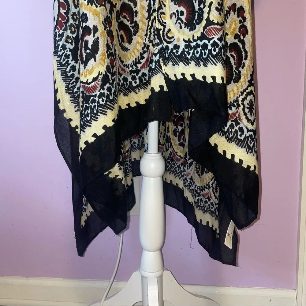 Comfy Luxe One Size Boho Ruana Colorful Patterned Kimono Lightweight Black - Image 3