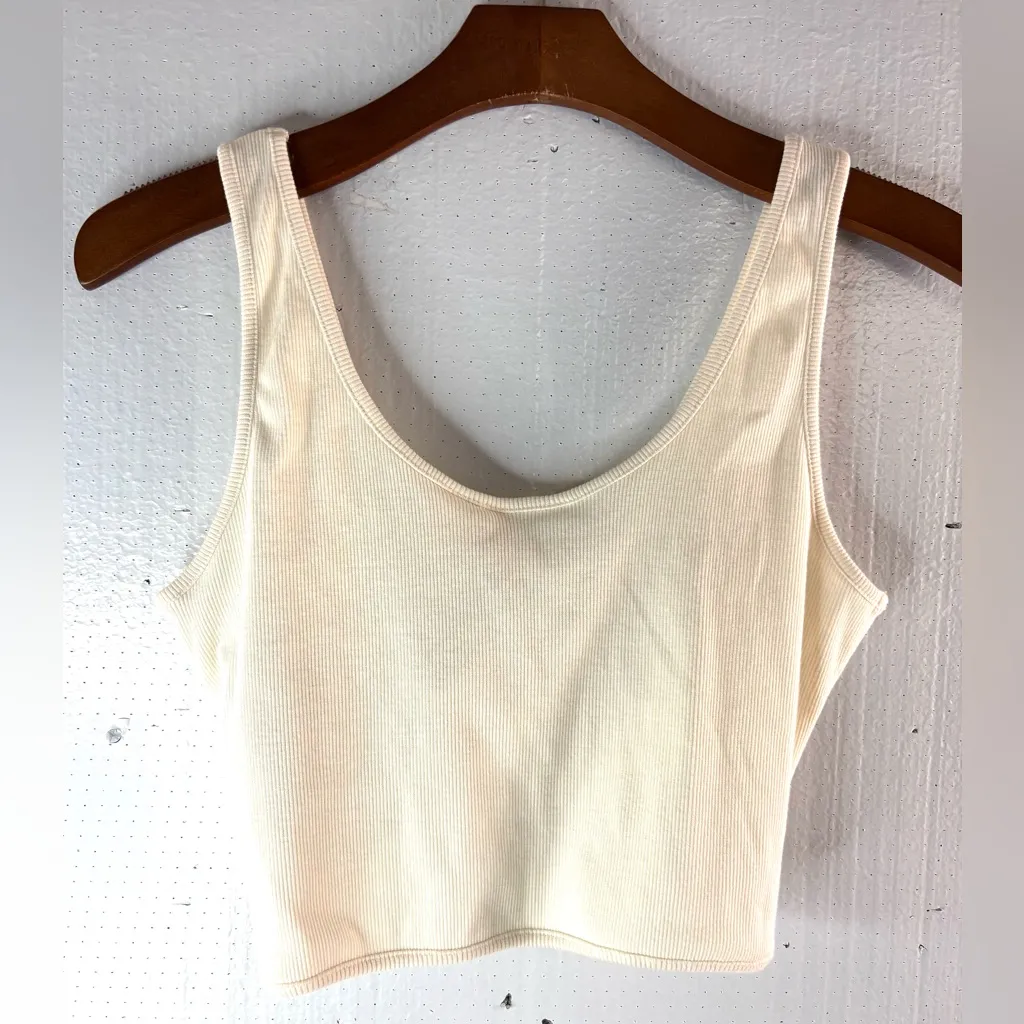 Roxy L RIVIERA Cream Ribbed Crop Top - Image 2