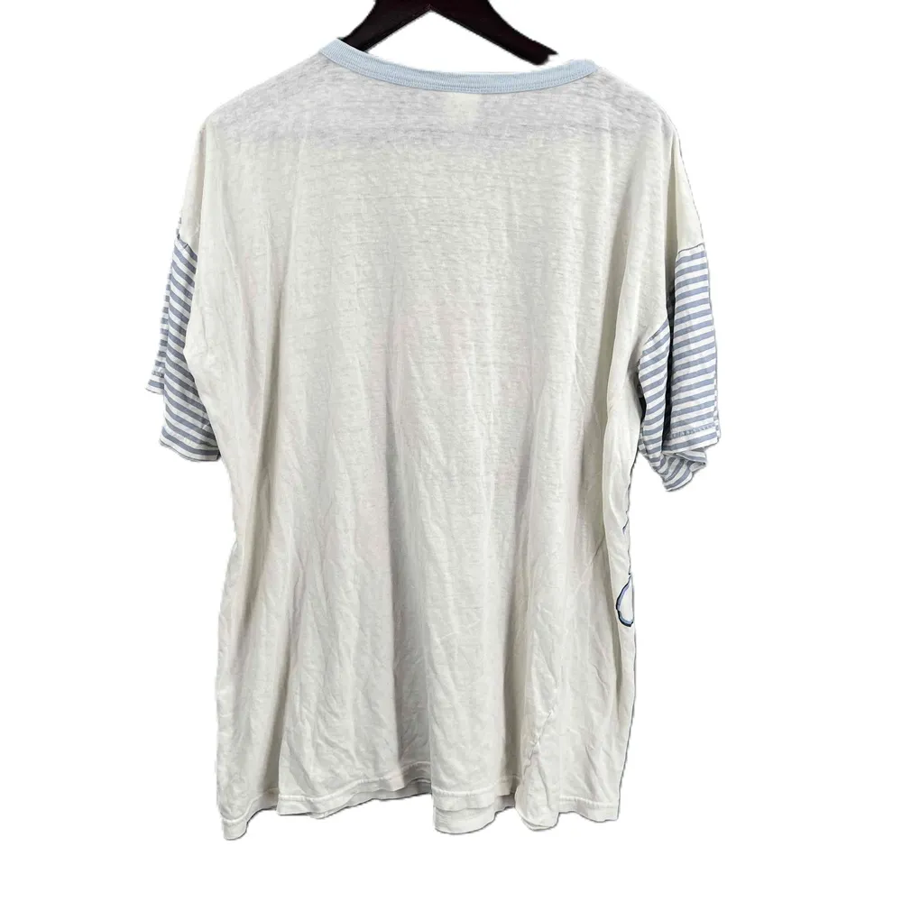 Vintage Disney Sleep Shirt Mickey White 3D Pom Pom Crew Neck One Size Fair - Image 3