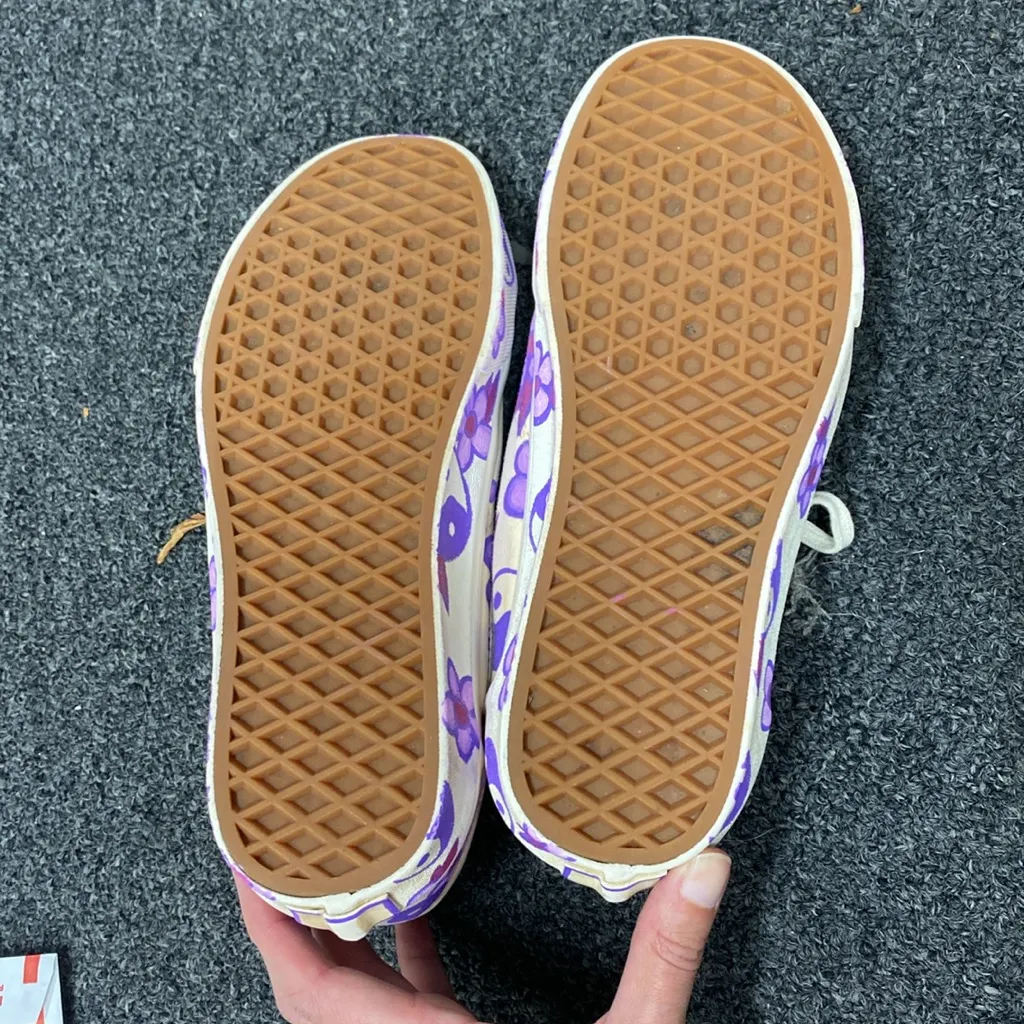 Vans hand painted festival peace sign floral sneakers purple white 7.5 - Image 8