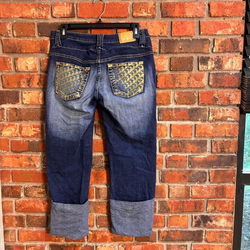 Baby Phat womens y2k cuffed mid rise cropped jeans blue 29 X 24.5 - Image 4