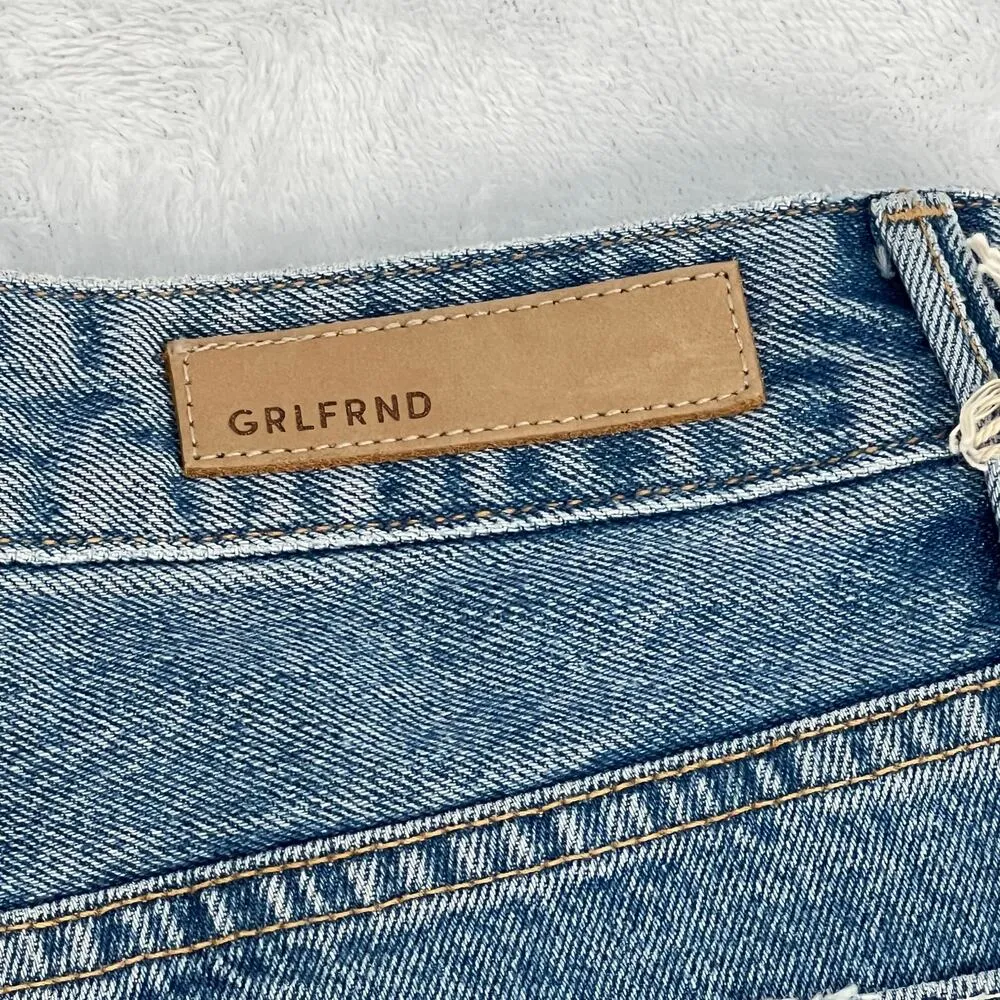 GRLFRND Jourdan Button Fly Cut Off Denim Shorts Blue Distressed Size 25 Y2K NWT - Image 5