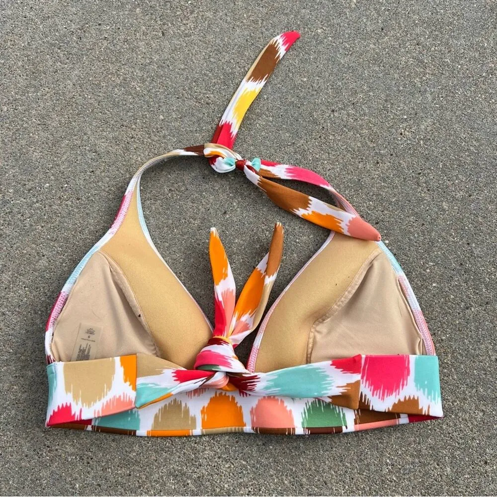 Victoria’s Secret Abstract Water Color Dot Halter Tie Triangle bikini Top - Image 2
