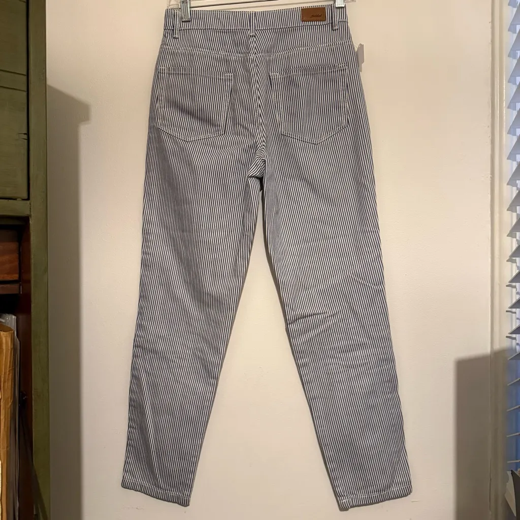 Subdued Blue Pin Stripe Boyfriend Jeans Size 24 - Image 6