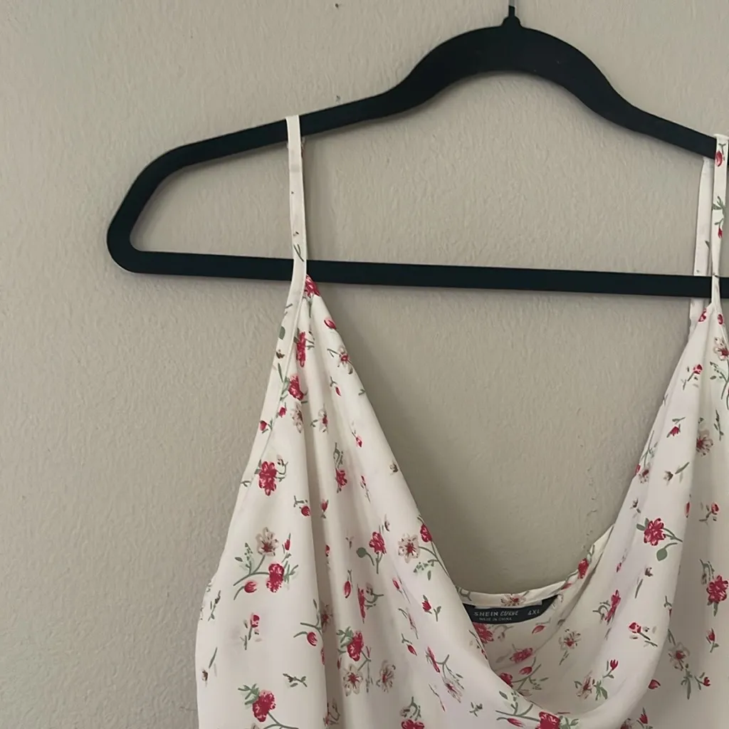 Floral White Cowl Neck Top Size 4XL - Image 4