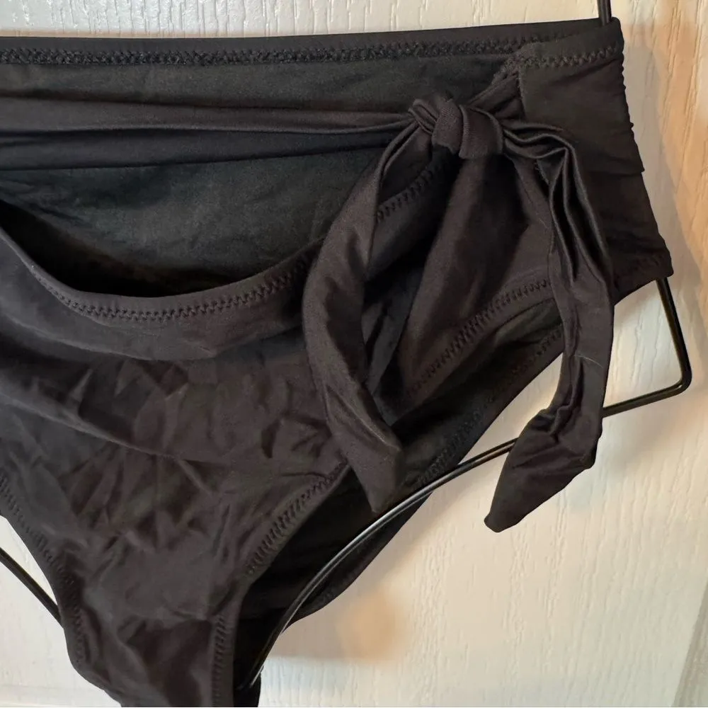 GirlsUpto Womens Two Piece Swimsuit High Waisted Rash Guard Long Sleeve L NWOT Black Size L - Image 4