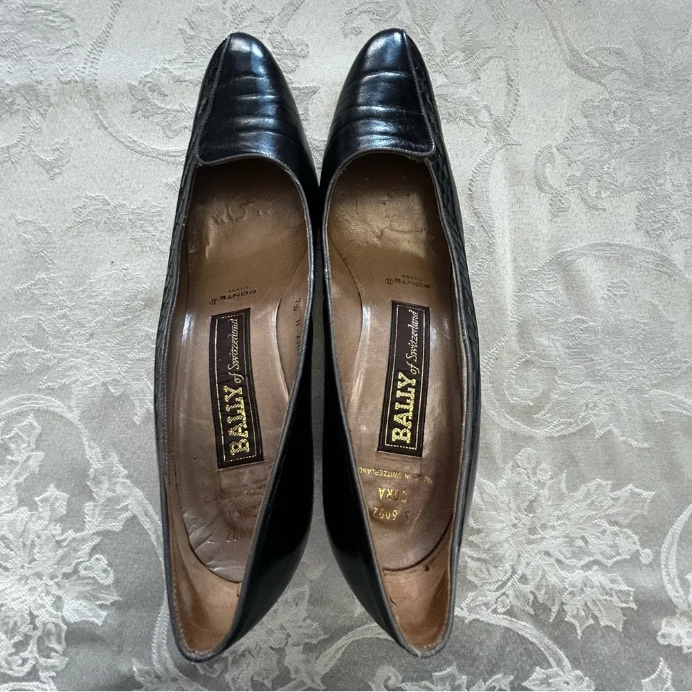 Vintage Bally of Switzerland Cora Ponte Shank Black Leather Heels Size 7.5 N - Image 8