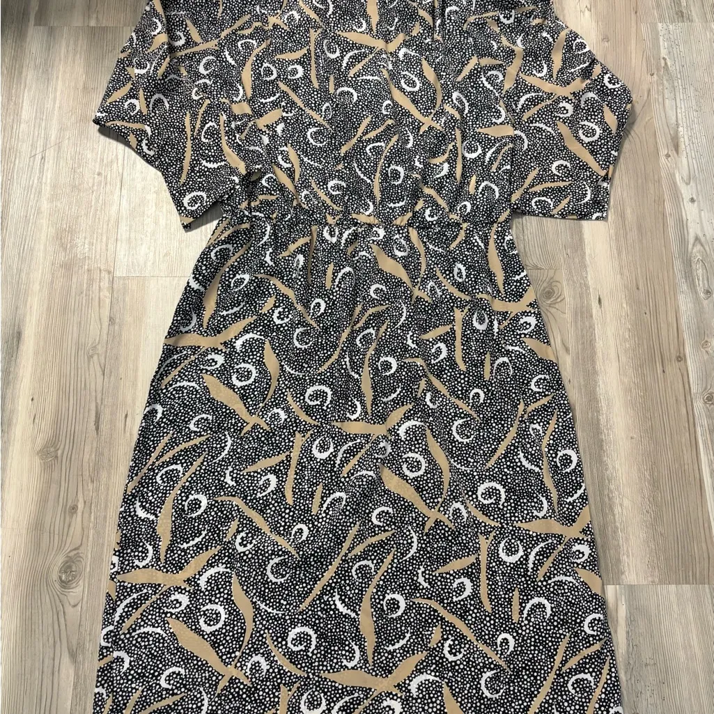 Breli Originals Abstract Print Vintage Dress – Size 18 (USA Made) IGLWU Black - Image 7