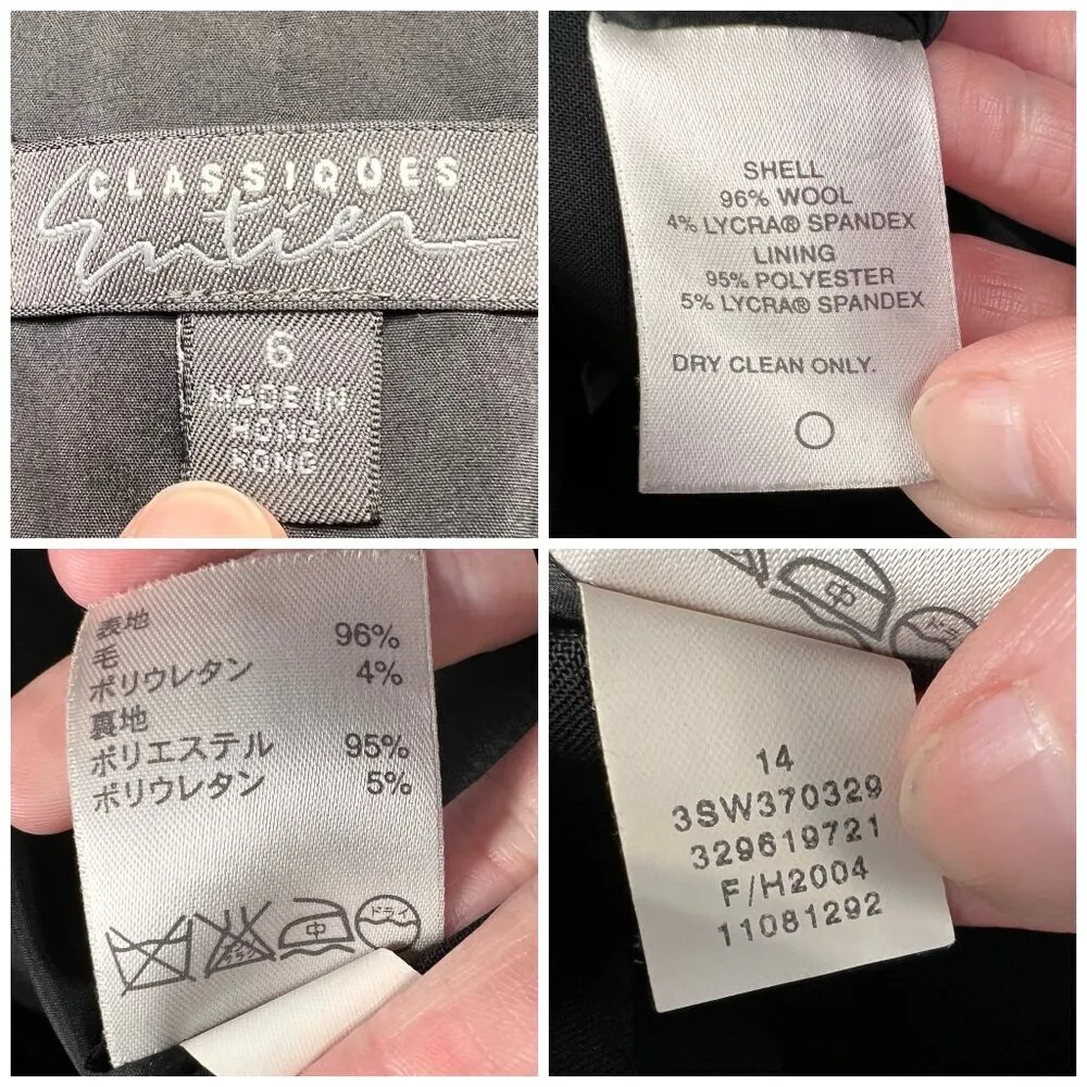 Y2K Classiques Entier Black Wool Blend Blazer Womens Size 6 - Image 3