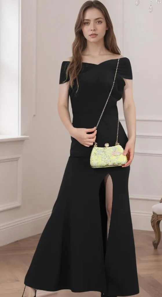 ⚡ Women's Floral Sequin Yellow Embroidery Evening Beaded Clutch Handbag - Image 2