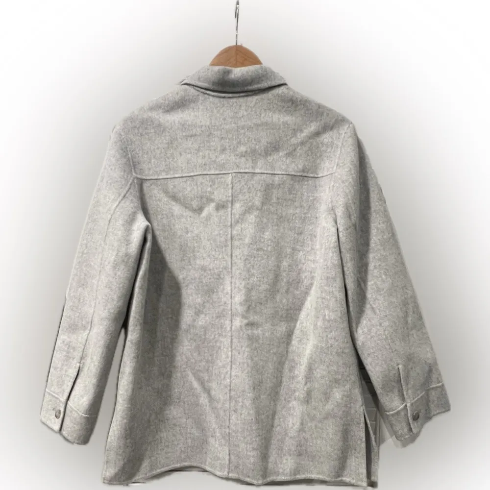 Theory Women's Wool-Cashmere Blend Coat in Light Gray Size Large - Image 5