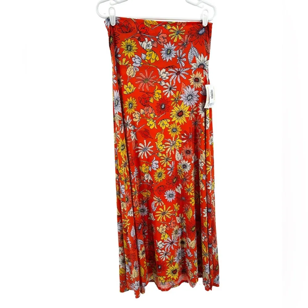 LuLaRoe Floral Maxi Skirt Orange and Yellow M new colorful groovy stretchy - Image 2