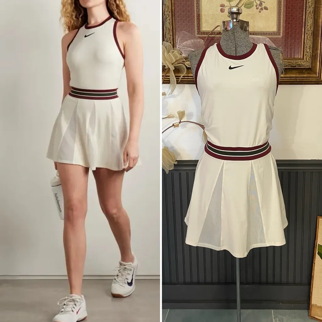 Nike Court Dri-Fit Slam Tennis Dress Back Cut Out Mesh Pleats - Sz XL 🧡🎀 - Image 2