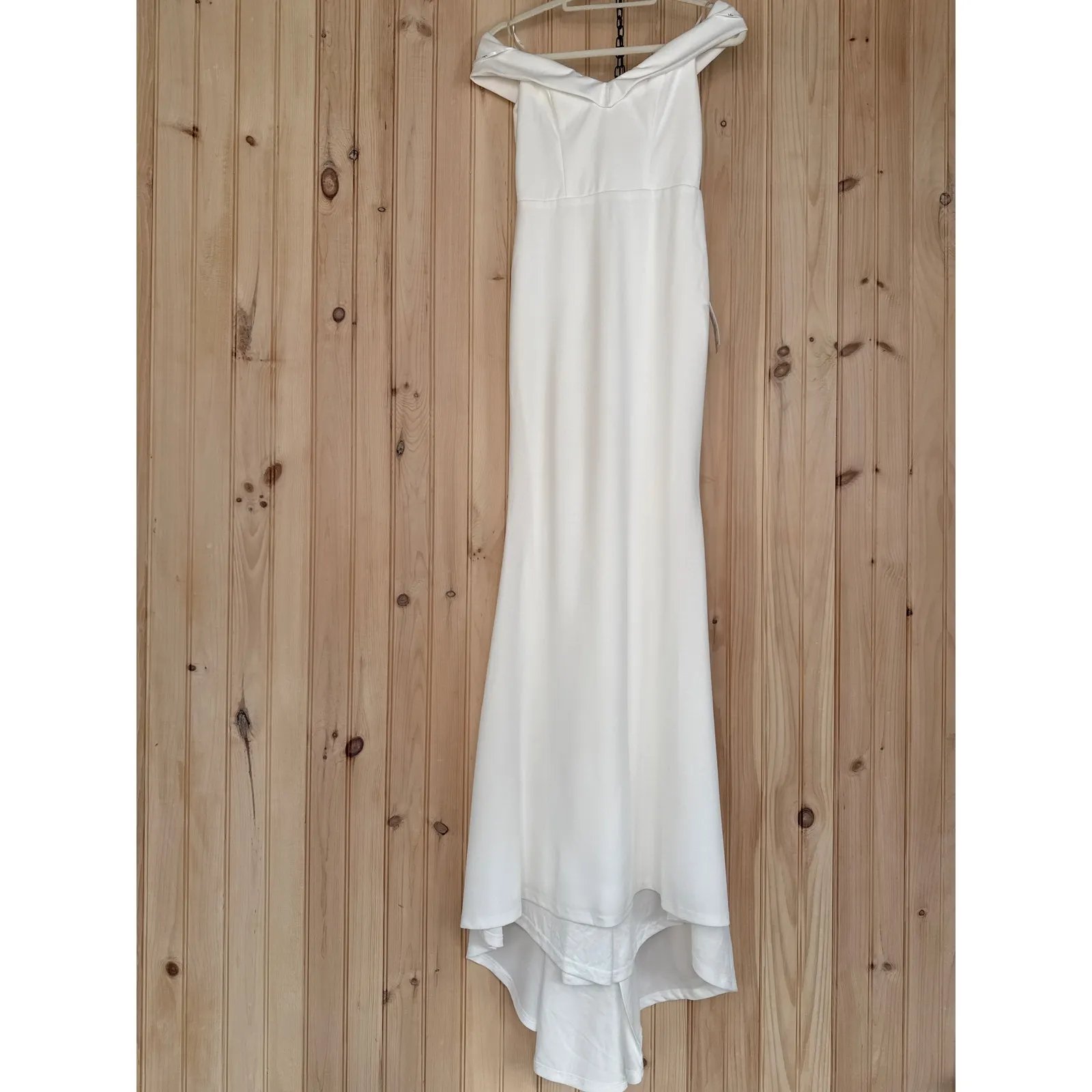 NWT Lulus Arienne White Off-the-Shoulder Mermaid Maxi Dress Wedding Bridal Sz S - Image 2