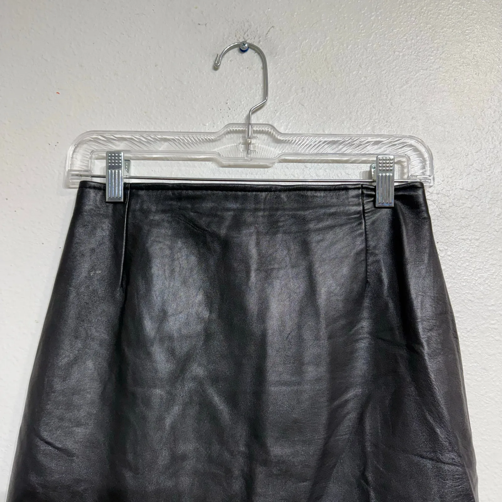 Firenze Santa Barbara Black Leather Vintage Mini Skirt Sz 8 - Image 2