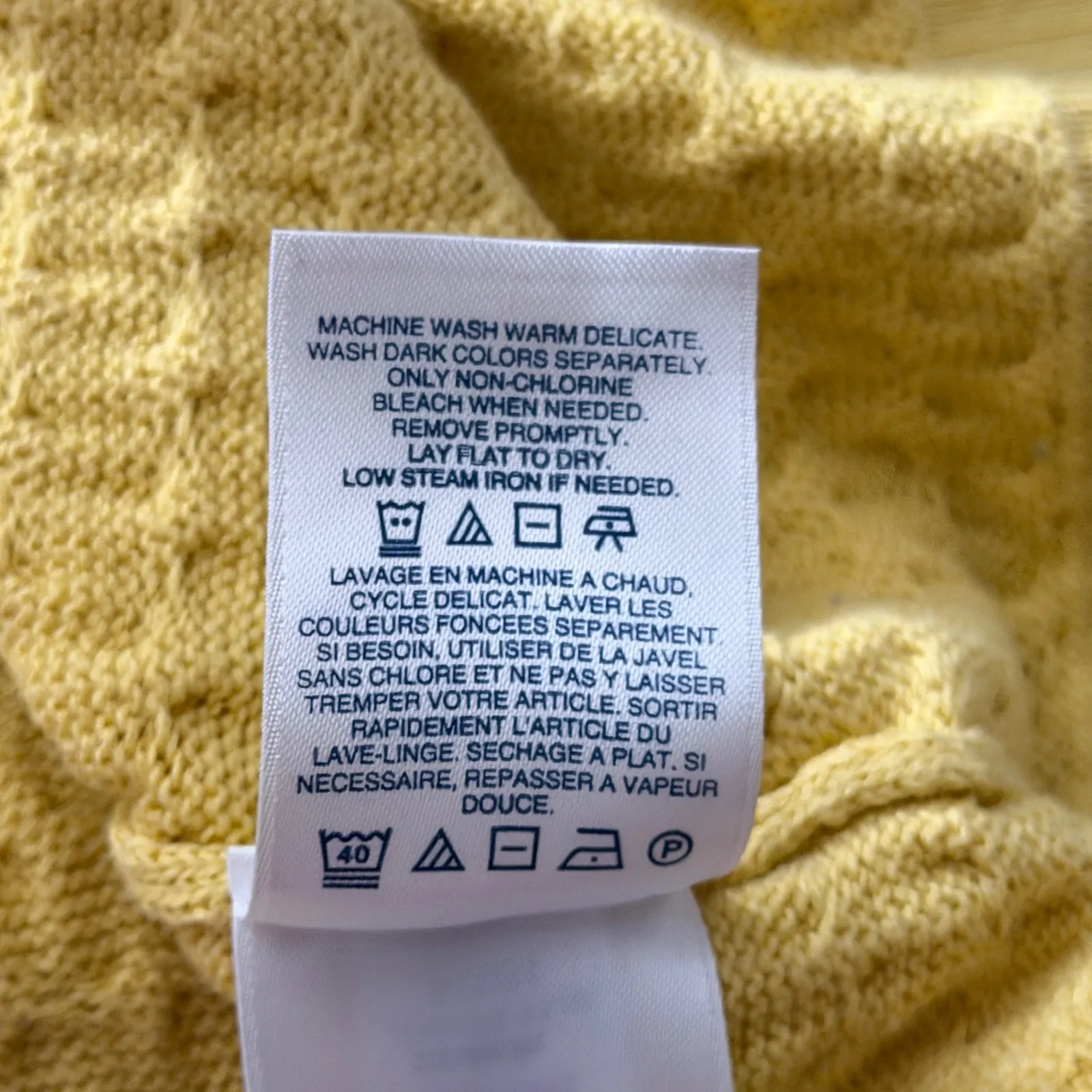 Lands End XS Yellow Cable Knit Turtleneck Sweater Cotton Preppy Coastal Grandma - Image 7