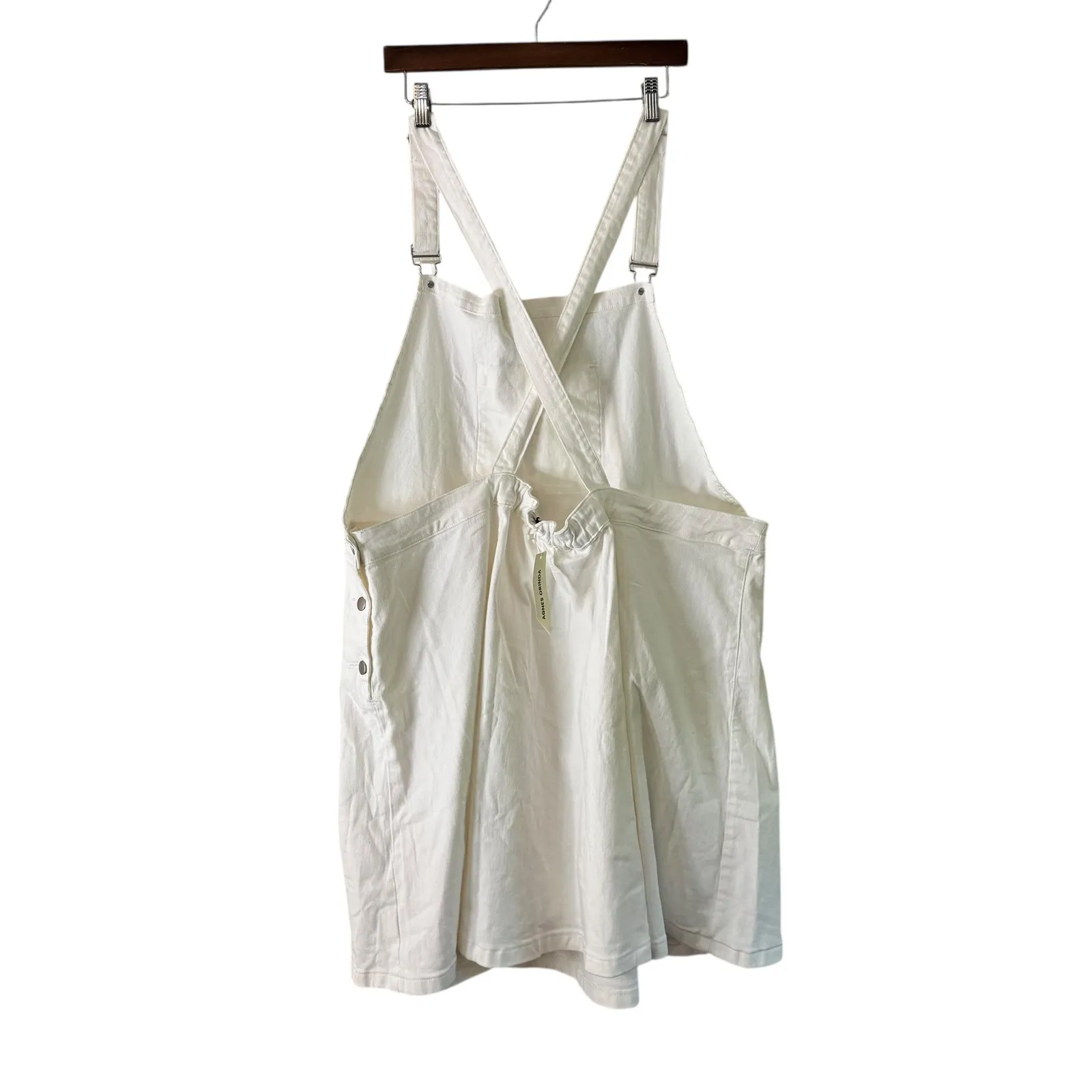 Agnes Orinda Overalls Dress Sleeveless Casual White Denim Skirt 4X‎ - Image 11