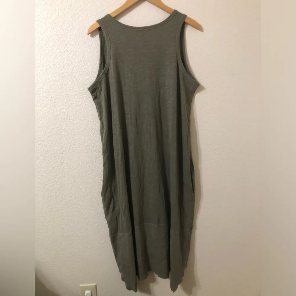 Sundance Summer Tank Top Midi Cotton Dress in Olive Green - Size XL - Image 6