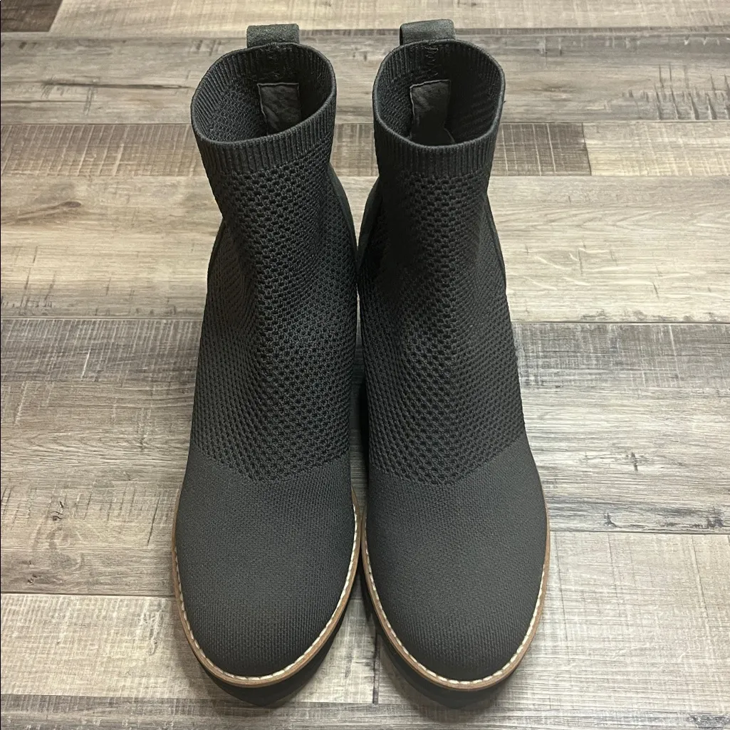 NWOB Eileen Fisher Amos knit wedge ankle boots booties with suede trim 8.5 - Image 4