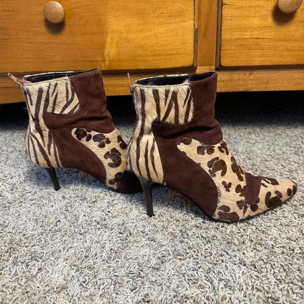 Brown & Tan Cheetah and Zebra Print Heels Animal Hair So fun Size 8 - Image 2