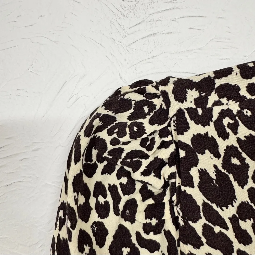 Something Navy Revolve Animal Print Button Down Sun Dress Womens XS Cream Brown - Image 8