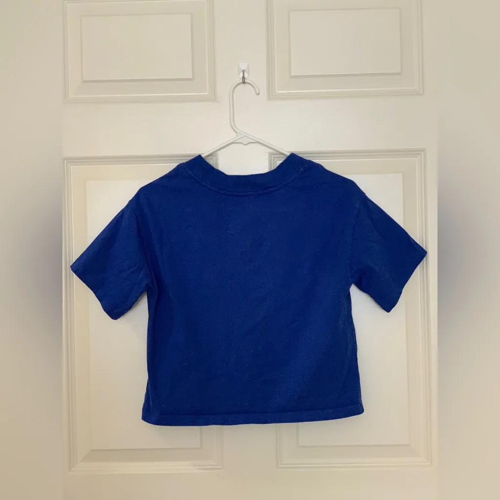 The North Face Vibrant Blue Cropped Graphic Tee 100% Cotton - size XS - Image 3