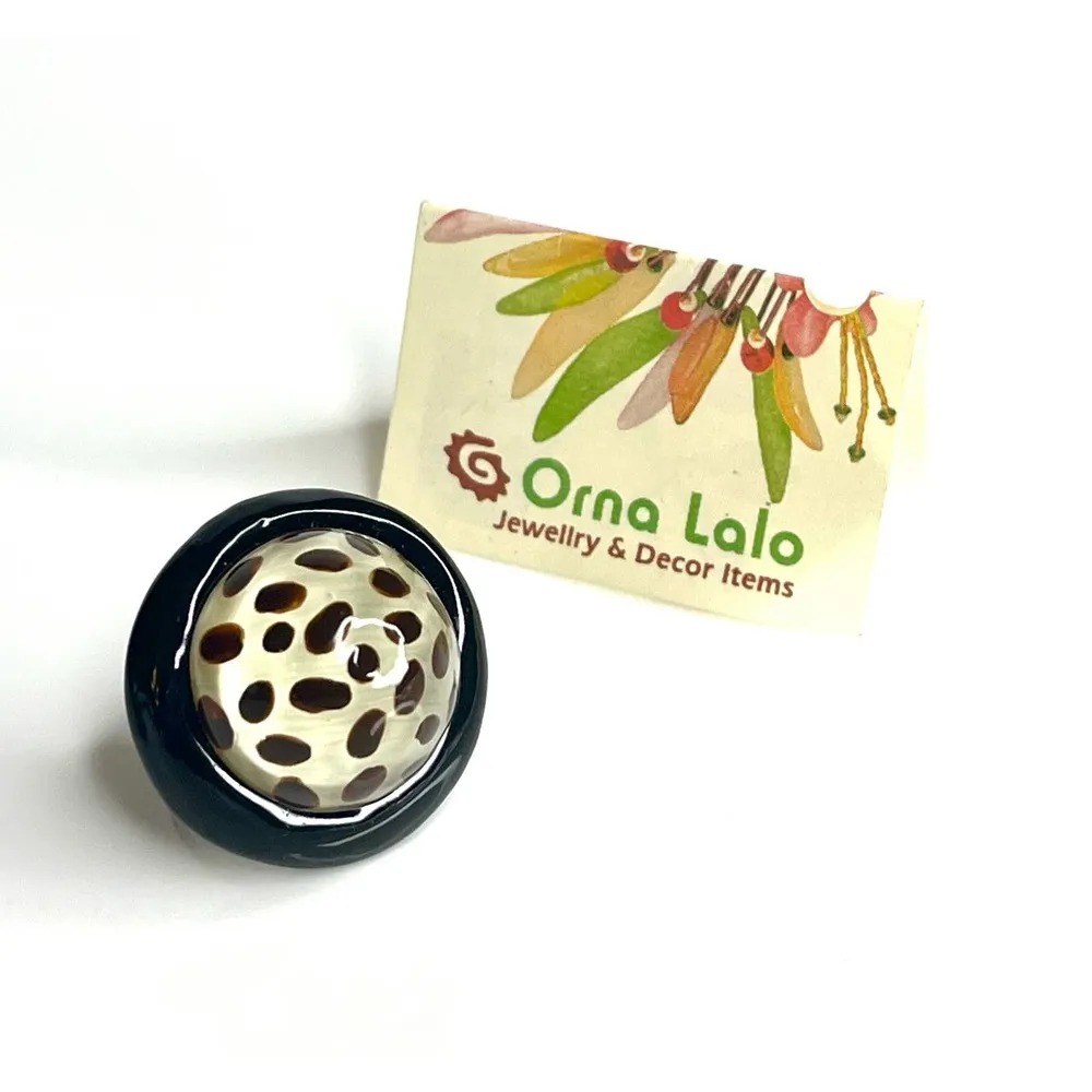 NEW Lalo Resin BUBBLE RING Polka Dot Animal Print 1.25" Round Adjustable Size - Image 3