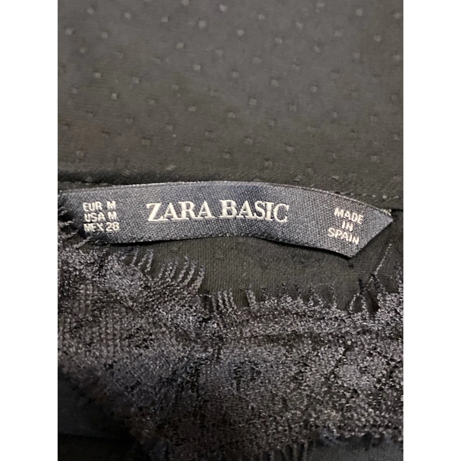 Zara Black Sleeveless Lace Floral Trim Sheer V Neck Cami Camisole Tank Top Sz M - Image 3