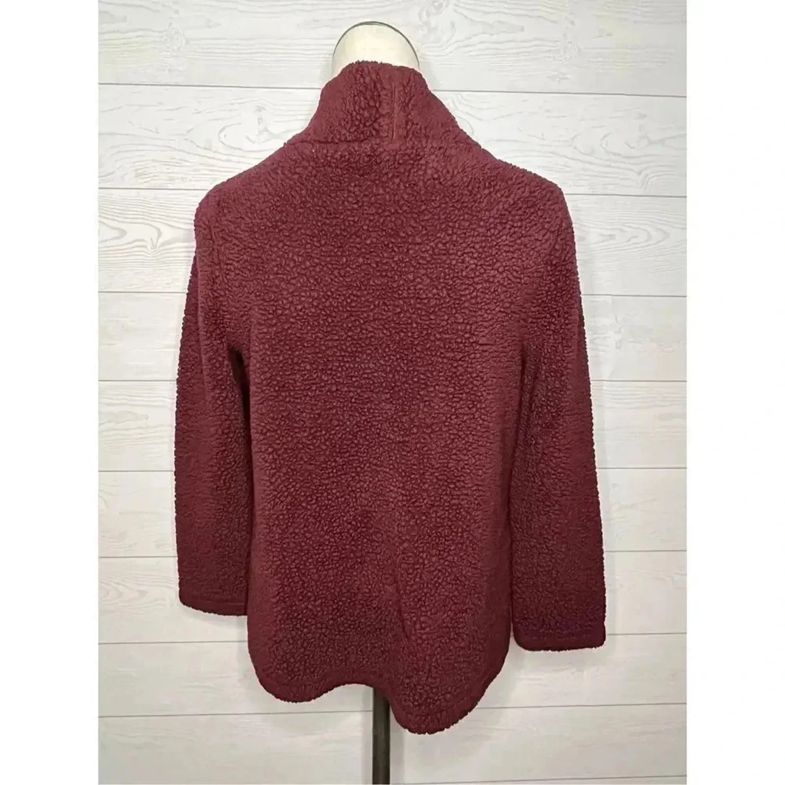 Loft maroon cowl neck  Sherpa fleece  sweater Size Small - Image 3