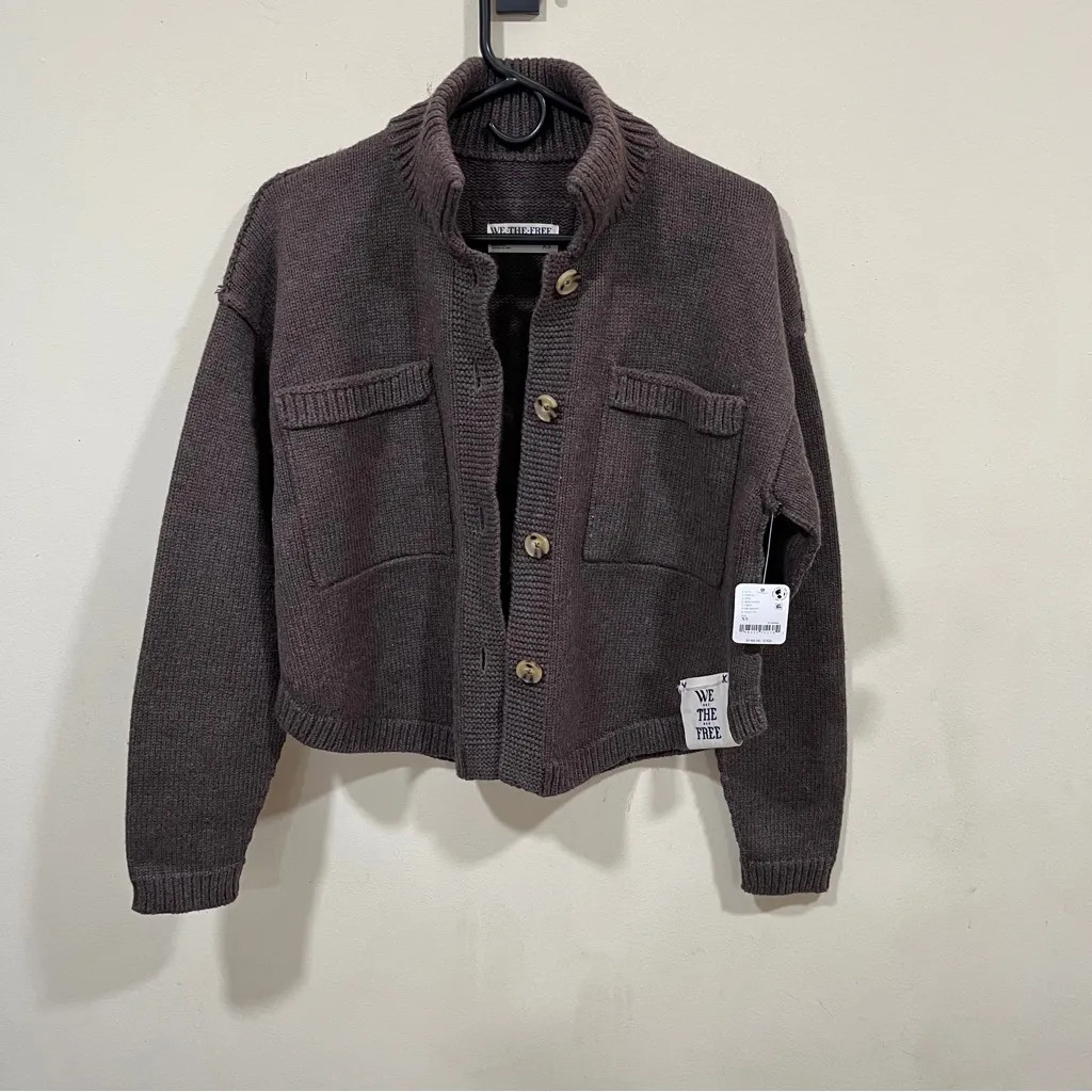 NWT Free People Sweater Cardigan Long Sleeve Button Knit Top Casual Outerwear XS - Image 2