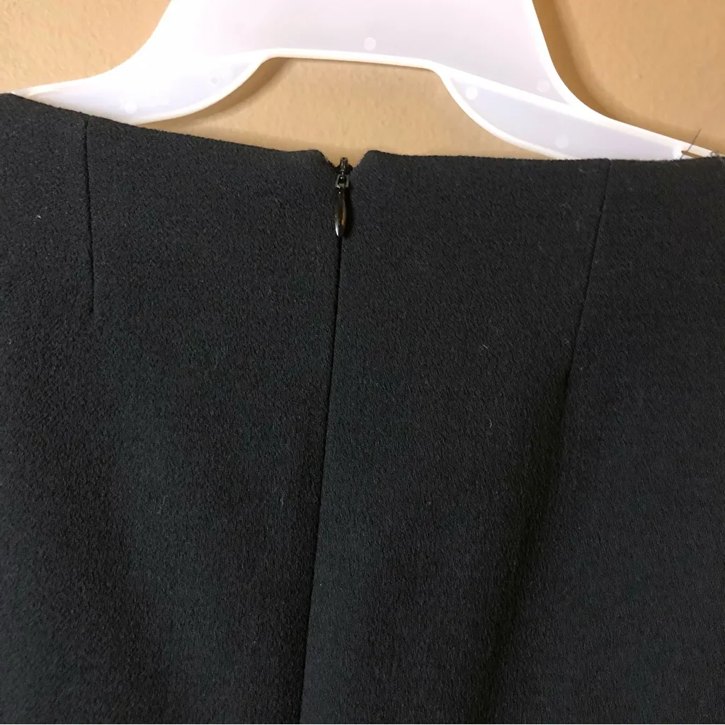 Michael Kors Collection Wool Silk Boucle Crepe Puff Sleeve Shift Dress‎ Black 12 Size 8 - Image 5