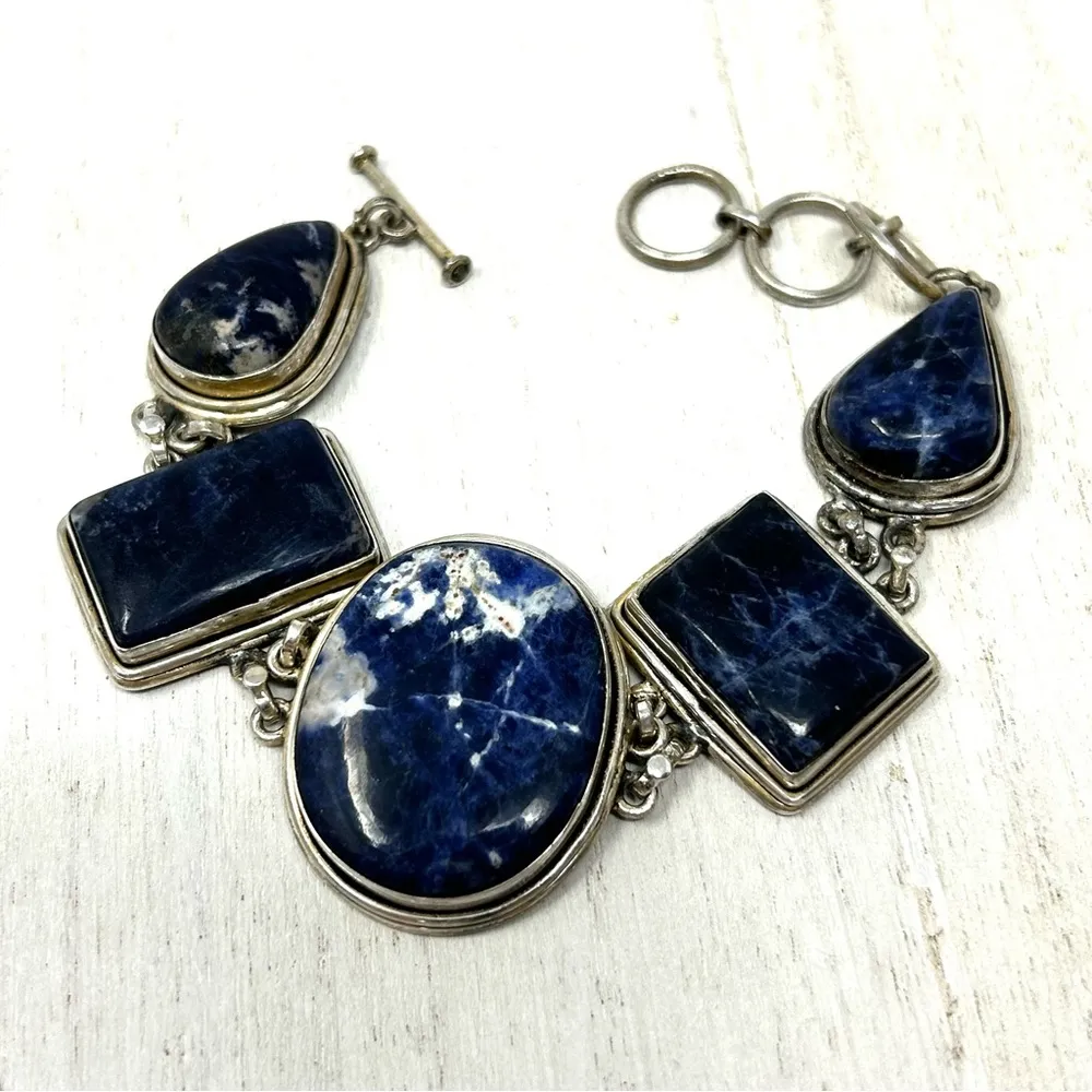 Artisan sterling silver and Lapis Lazuli bracelet - Image 5