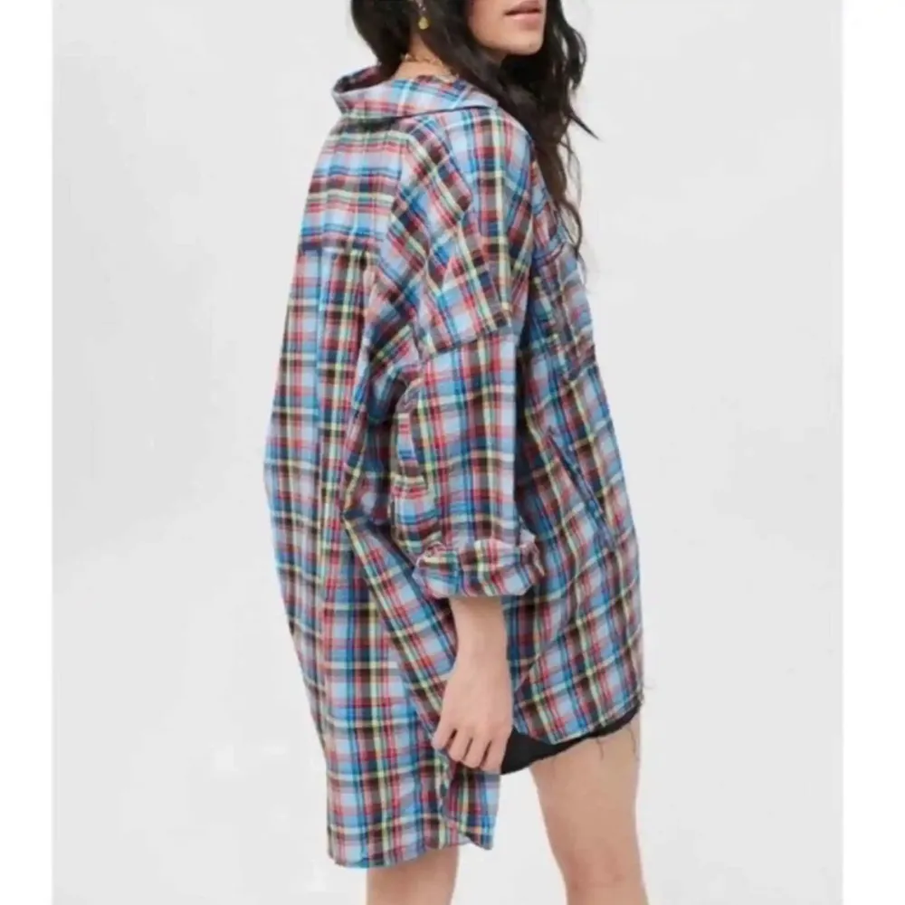 URBAN OUTFITTERS Oversized Bryce Plaid Longline Button-Down Shirt $88 EUC S - Image 13