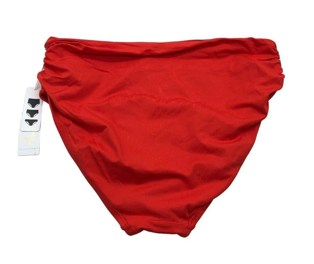 Anne Cole Bikini Bottom Convertible High Waist Shirred Spice Red S - Image 4