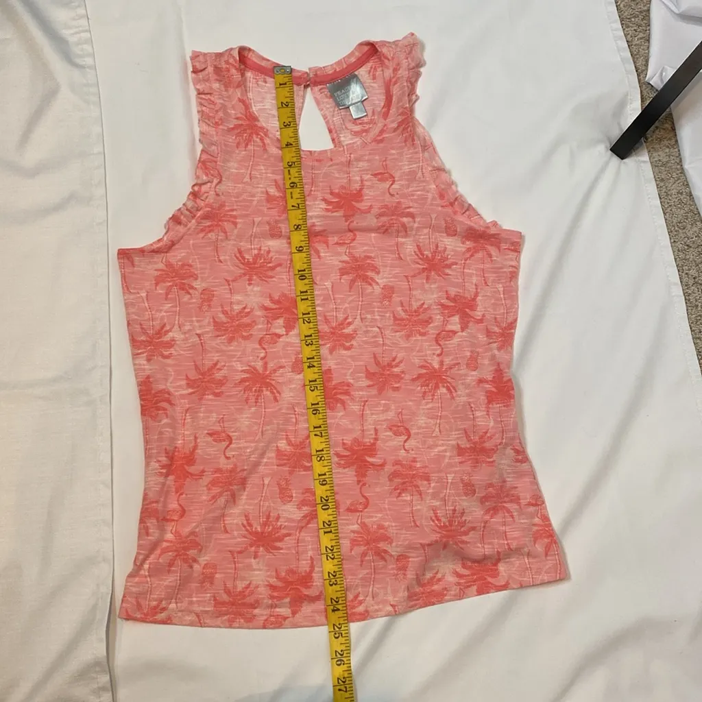 43 Peace Love & Dreams Flamingo Peach Pink Ruffle Tank Size Small - Image 5