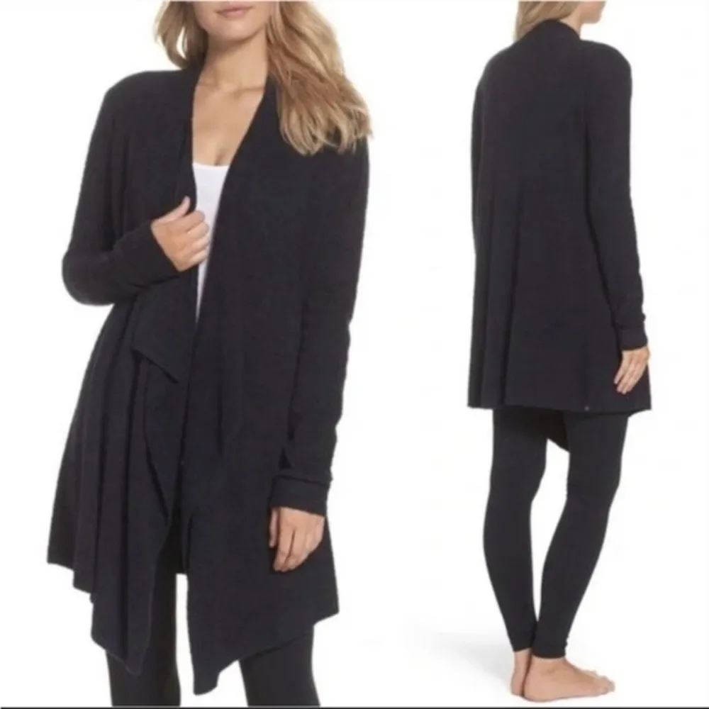 Barefoot dreams Calypso Wrap bamboo chic light black cardigan draped waterfall - Image 3
